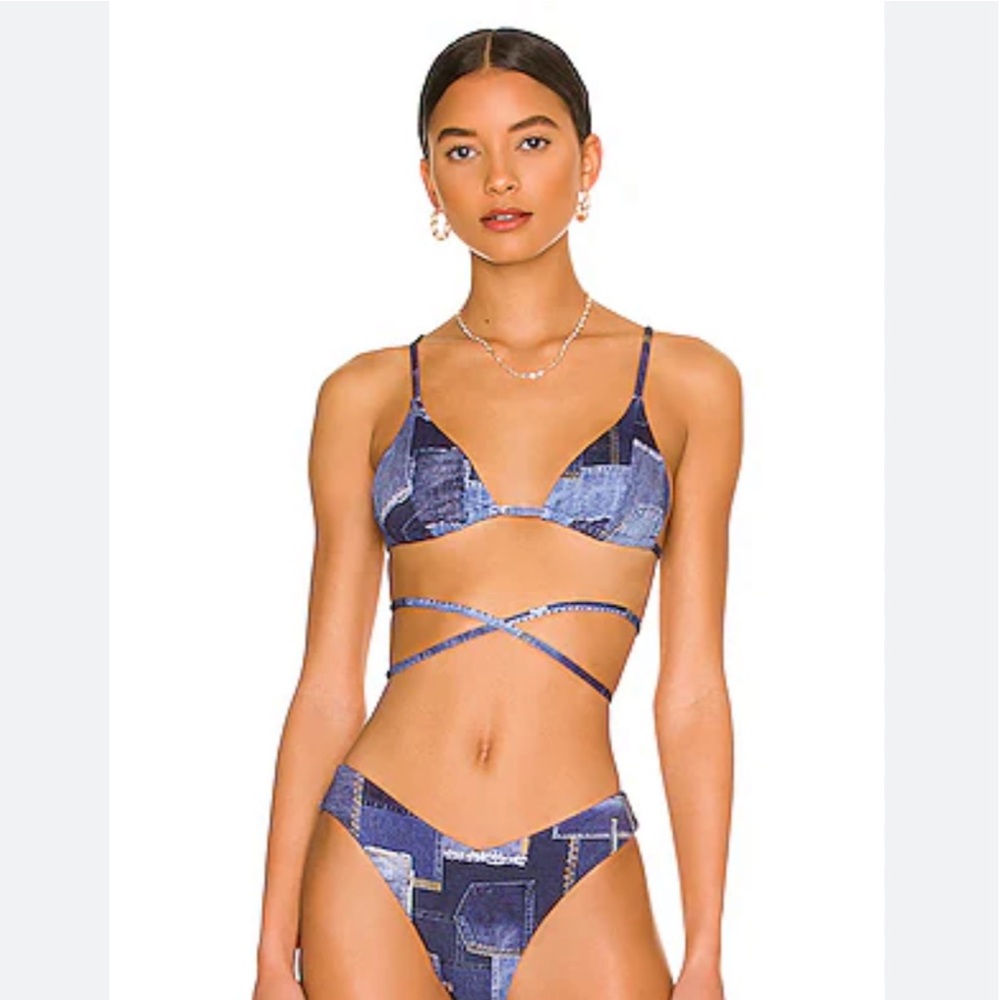 NWT Denim Patchwork Bikini